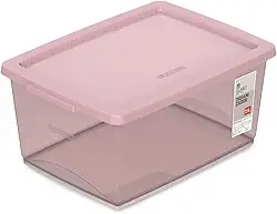 Ordene - Caixa Organizadora Plástica de 7,5 Litros com Tampa, Cor Rosé, Linha My Closet