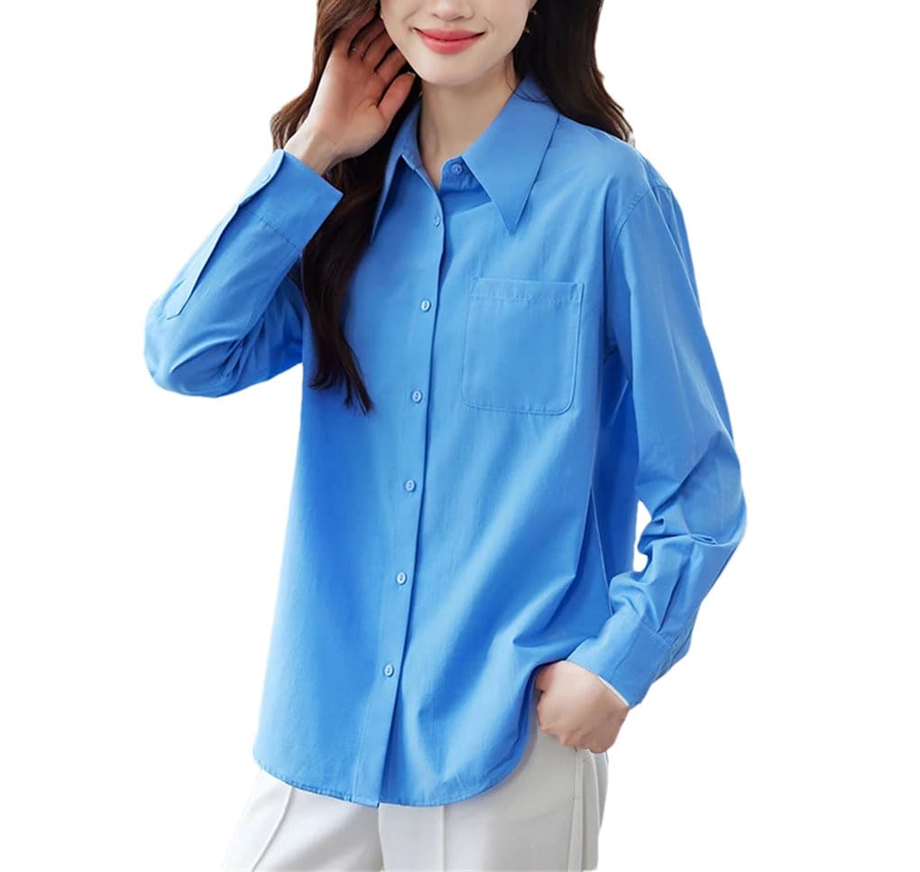 Blusa de manga larga para mujer, cuello vuelto, informal, para oficina, trabajo, negocios