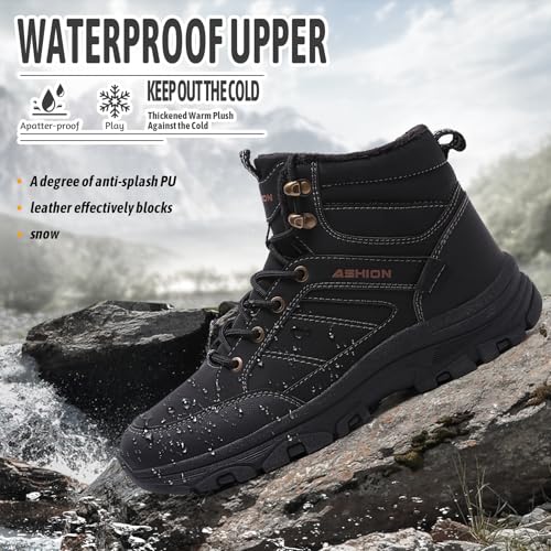 Men's Snow Boots Lightweight Waterproof Winter Boots Warm Fur Lined Shoes Casual Anti-slip Cold Weather Shoes4