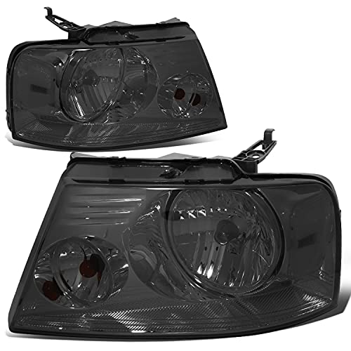 Image of DNA Motoring HL-OH-F1504-SM-CL1 Smoke Lens Headlights Replacement Compatible with 04-08 F-150 /06-08 Mark LT