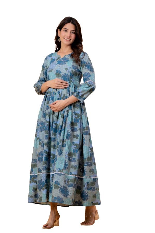 Women Cotton Discharge Printed Gown with Feeding Option-picture-29
