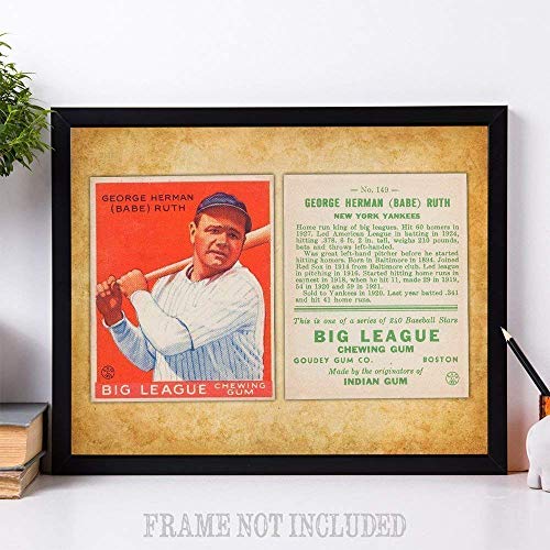 Baseball Decor - Babe Ruth - 1933 Bubble Gum Card - Baseball Wall Decor 11X14 Unframed Art Print - Great Baseball Room Decor & Gift, Baseball Poster Sports Vintage Decor #TOP4