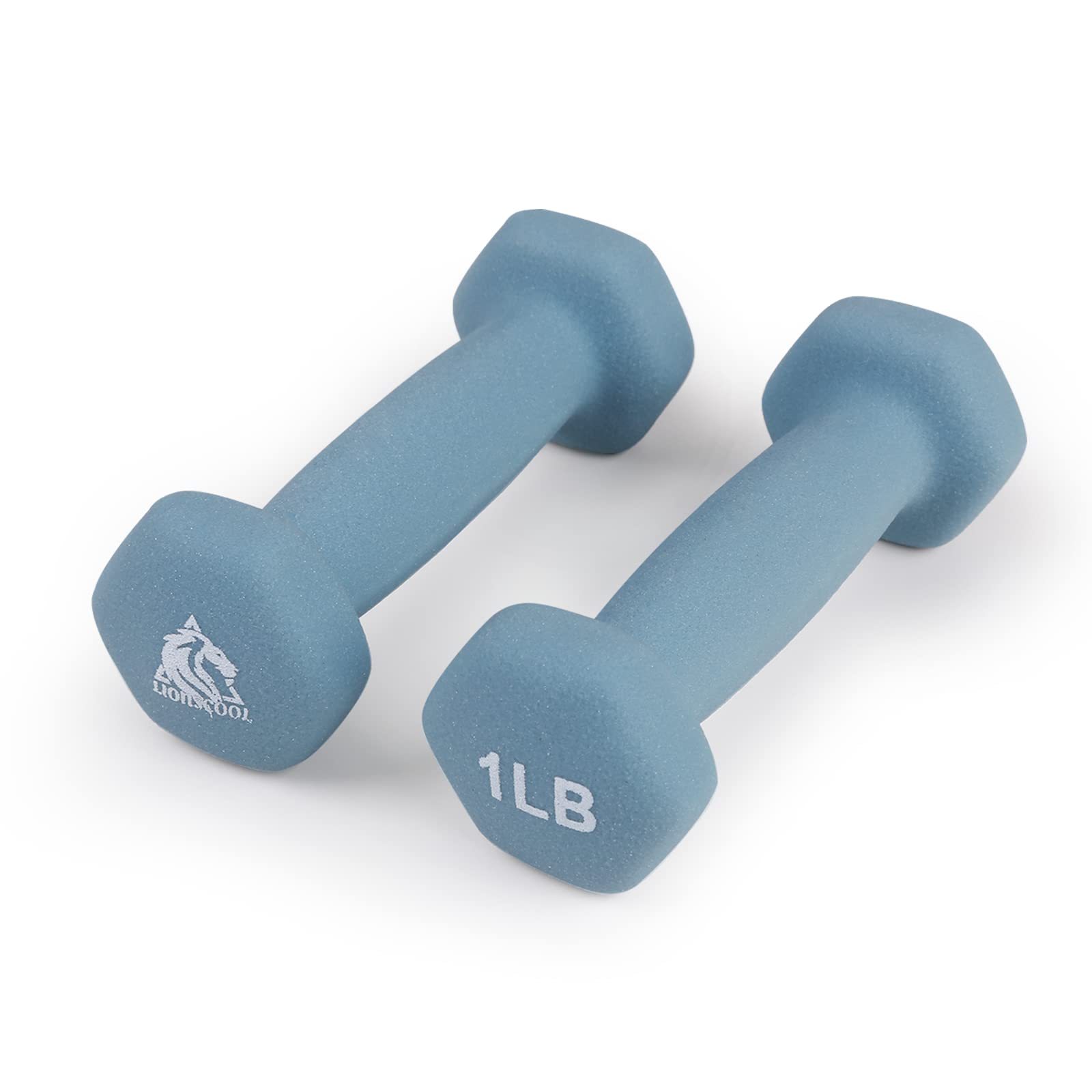 LIONSCOOL Set of 2 Neoprene Coated Dumbbell Hand Weights Anti-Slip and Anti-Roll Hex Dumbbells in Pair for Strength