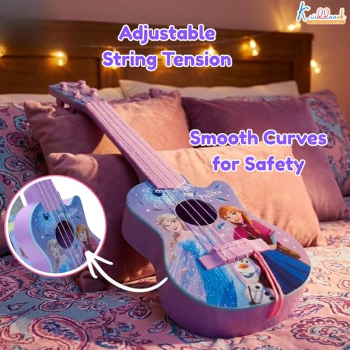 Image of Frozen Theme Guitar (Small) for Kids- 4 String Mini Fingerstyle Musical Instrument - Short Scale Acoustic Toy Guitar - Best Educational Birthday Gift for Boys & Girls 3+ Years, Turkish Blue