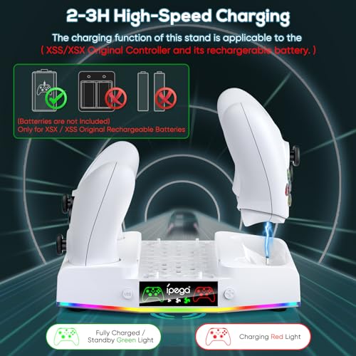 upgraded cooling fan stand for xbox series s with charger station meneea controller charging dock amp console cooler system with 15 colorful rgb light amp headset hook accessories for xss