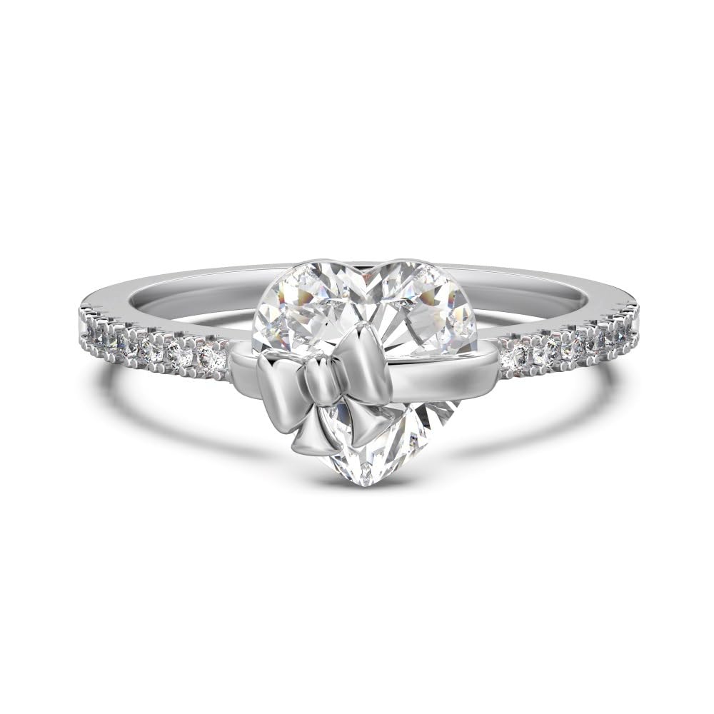 Ringe mit rosa Schleife, Knotenringe für Damen, Ringe aus 925er Sterlingsilber für Damen, stapelbare Eheringe, Ringe für sie, Unendlichkeit, ewige Liebe (Silber, Größe 6)