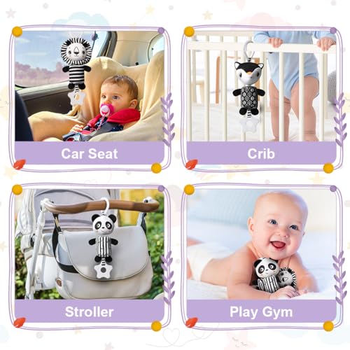 Aolso Kinderwagen Spielzeug, Baby-Hängespielzeug, 3Pcs hängendes Rasselspielzeug, schwarz-weißes Spielzeug… – Ansicht 6
