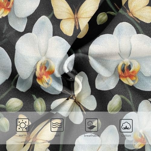 Joisal White Orchids Butterflies Black Panties for Girl Toddler Underwear Floral Cotton Animals Briefs Girls Undies 2t3