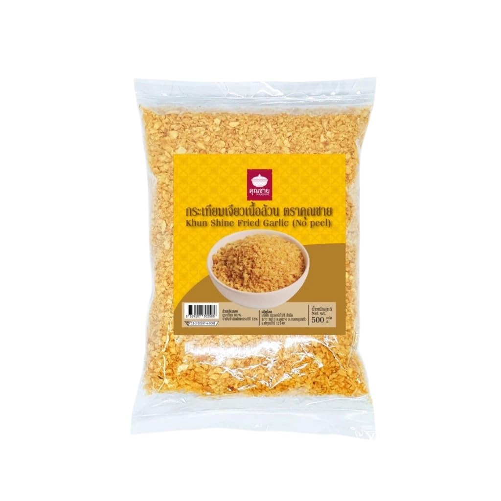 คุณชาย rispy Fried Garlic, Golden Brown Toasted Garlic Flakes, No Husk Peel-Free Crunchy Topping for Stir-Fry, Noodles, and Grilling (1000g)