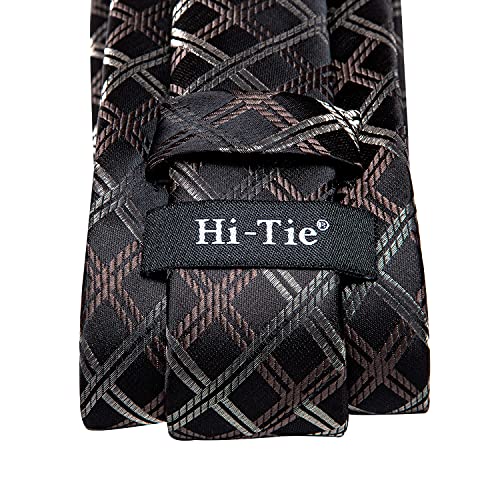 Image of Hi-Tie Men Ties Sets Silk Stripe Paisley Necktie Pocket Square Cufflinks for Business Wedding