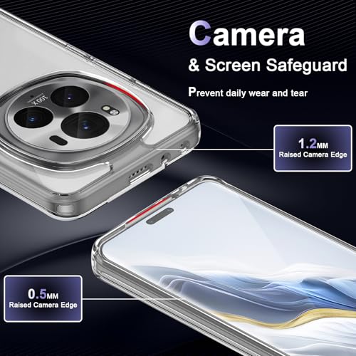 Image of Case for Honor Magic 6 Pro 5G, Military Grade Drop Protection Phone Case, Yellowing Resistant, Anti-Scratch Hard PC Back, Shockproof Hard Ultra-Thin Protective Cover, Clear