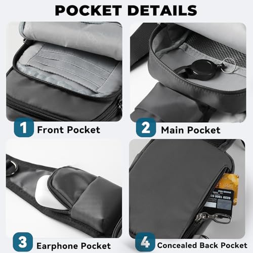 Image of Sling Bag, Crossbody Bag with Zipper Lock, RFID & Water Resistant for Women and Men Small Chest Bag for Travel Casual