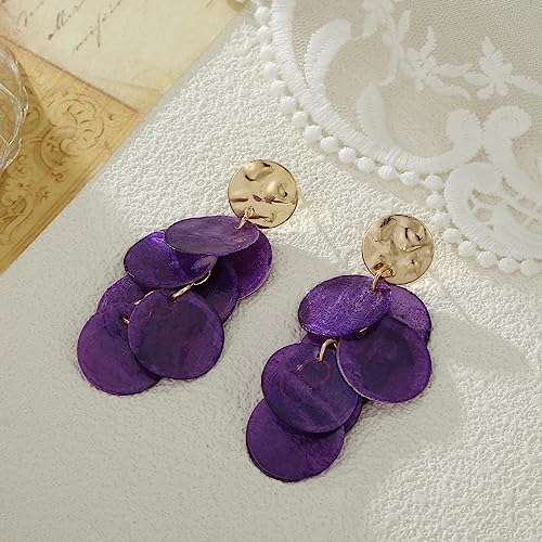 Shell Earrings for Women, Cluster of Round Shell Drop Dangle Earrings Summer Beach Jewelry3