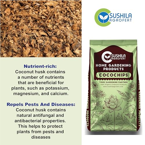 Image of Sushila Agrofert Coconut Husk 5Kg Natural Low EC Coco Chips Soil Enhancer for Gardening Potting Mix Orchid Houseplant Root Aeration Moisture Retention for All Types of Plants