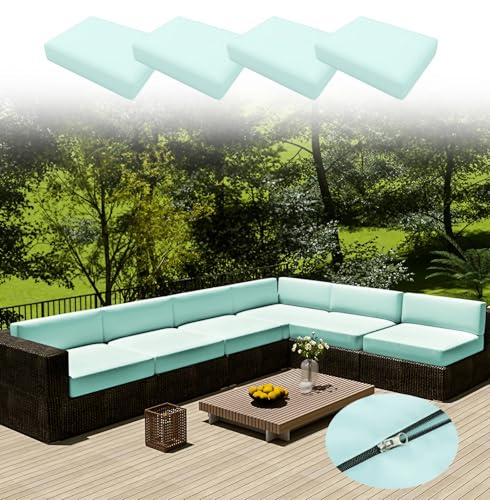 Fundas de cojín impermeables para jardín al aire libre, paquete de 4 fundas de poliéster para sofá, lavable, protector de muebles para sillón, sofá biplaza, diván (B, 60 x 55 cm)