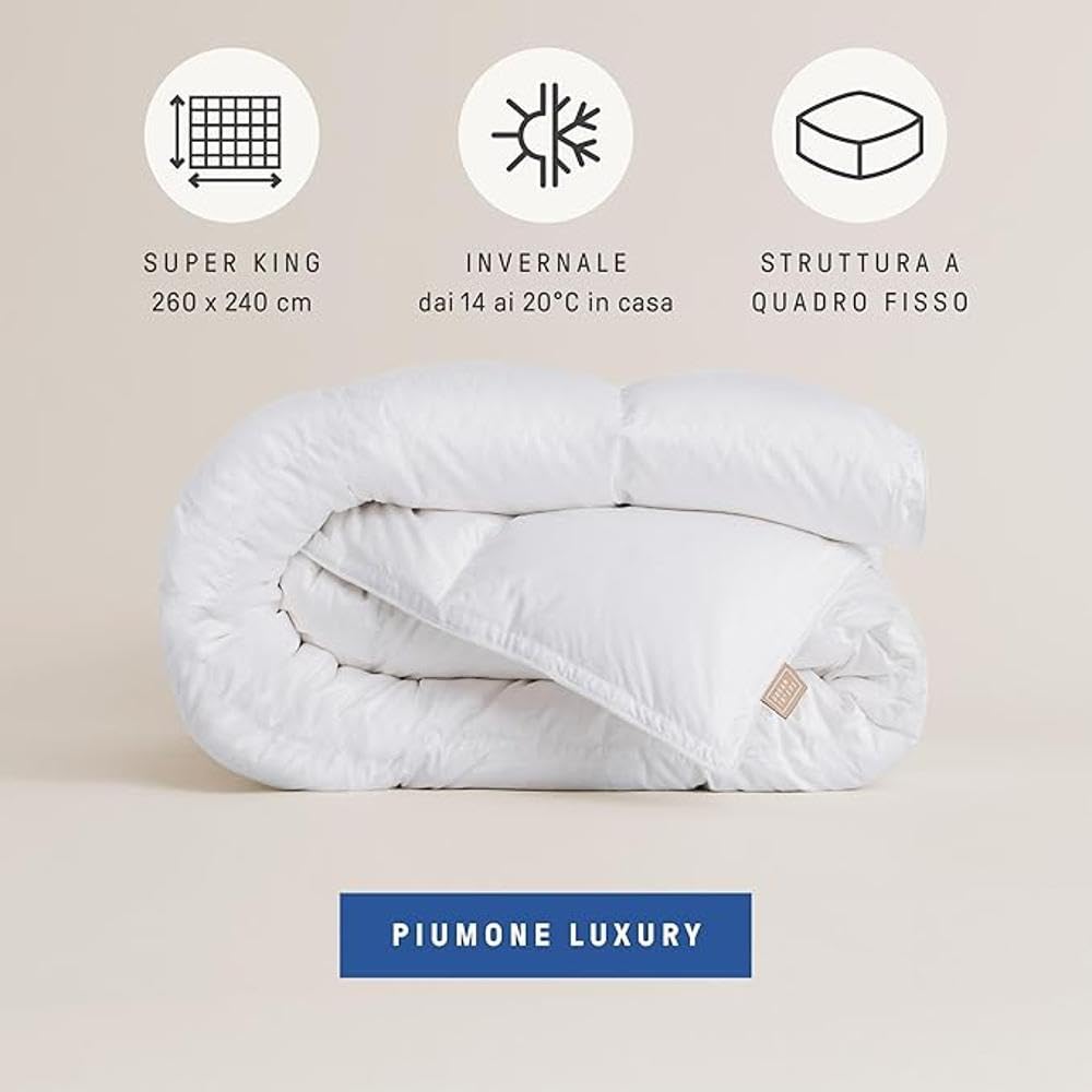 DREAMIN*101 - Piumone Matrimoniale Invernale Caldo e Leggero 100% Piumino d'Oca con Federa Rivestimento Cotone, Trapunta Matrimoniale Invernali Ipoallergenica Traspirante, Piumino Matrimoniale 260x240
