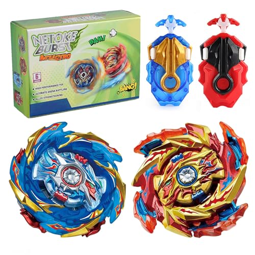 Netoke Gyros Turbo Set, 4D Metal Fusion Combat Gyros, With Battling Top Launcher, Gift Sets,(B-174-1+B-174-2)