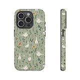 Othyzo Silly Goose Cottagecore Shockproof Phone Case Compatible with iPhone 17 Pro Max to 12 – Funny Animal Lover Gift, Protective Cover with Floral Design (White- Magnetic, iPhone 14 Pro Max)