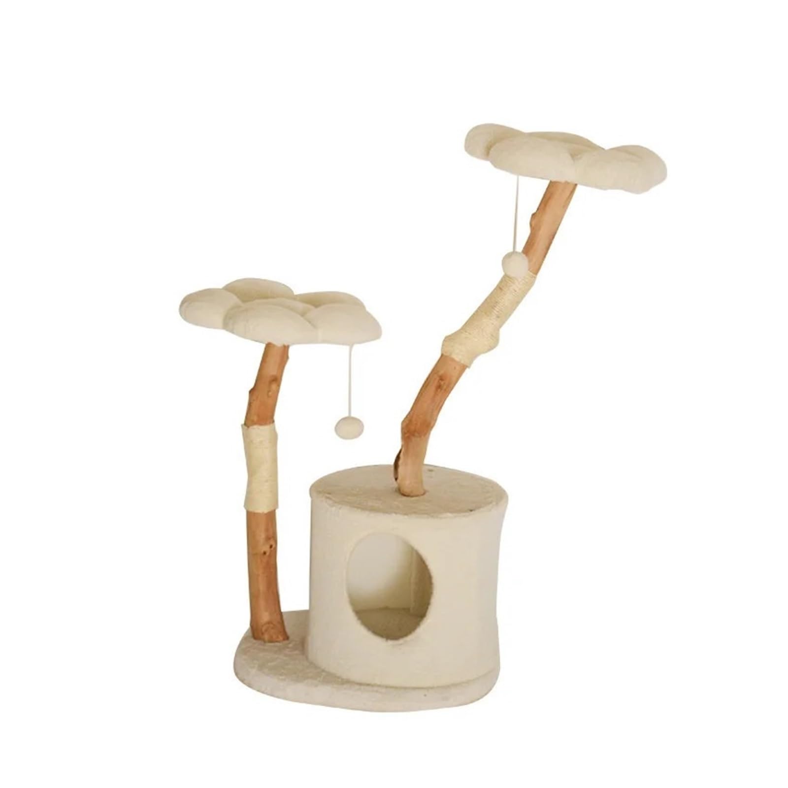Tiragraffi integrato in legno massello stile fiore | Aspetto floreale, struttura in legno massello, tiragraffi in sisal, nido for gatti integrato, gatto decorativo for interni