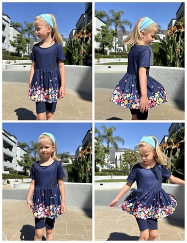 Image of Arshiner Girls Summer Outfits Short Sleeve Ruffle Hem Top and Biker Shorts Set Girl Clothes 4-15 Years