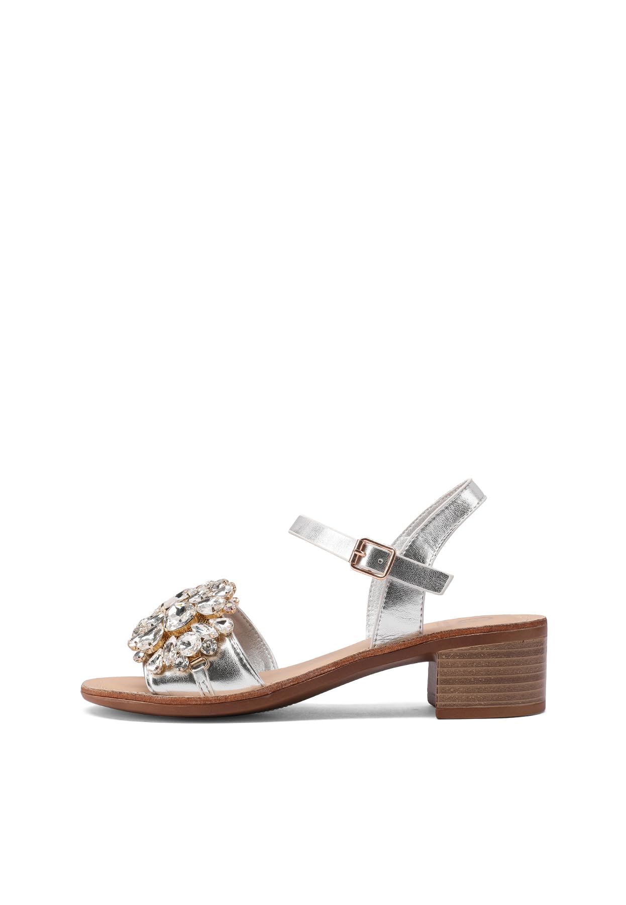 QUEEN HELENA Sandali Gioiello con Strass con Tacco Basso Donna Y6023