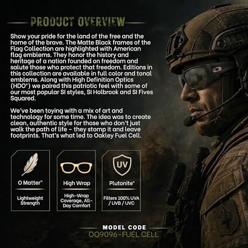 Image of Oakley Standard Issue SI FUEL CELL USA FLAG Collection Military Grade Sunglasses With Official Eyewear Kit