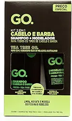 Kit Shampoo + Modelador cabelo e barba Tea Tree, anti coceira e anticaspa natural, Go Man