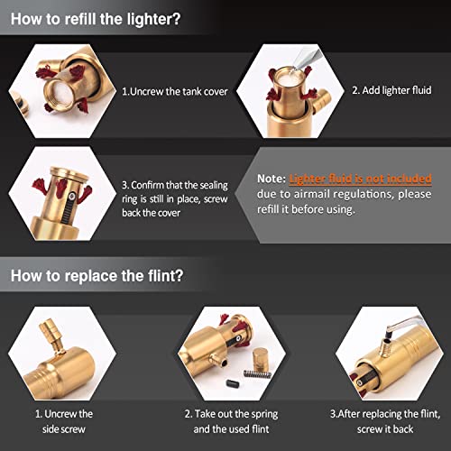 Morisk Cool Trench Lighter Fluid Refillable, Windproof Heavy Duty Pure Copper Kerosene Lighter For Collection & Outdoor Survival, Vintage Long Pipe Lighters Torches, Unique Gift For Men Dad Husband #TOP4