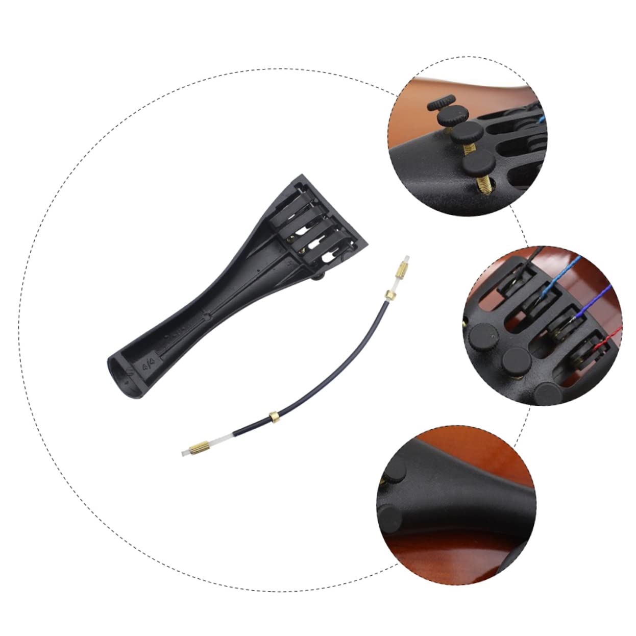 VANZACK Violin Tailpiece Aluminum Alloy Replacement Part Lightweight and Durable Easy to Install Compatible with Musical Instruments for Repairing Old Broken Violin