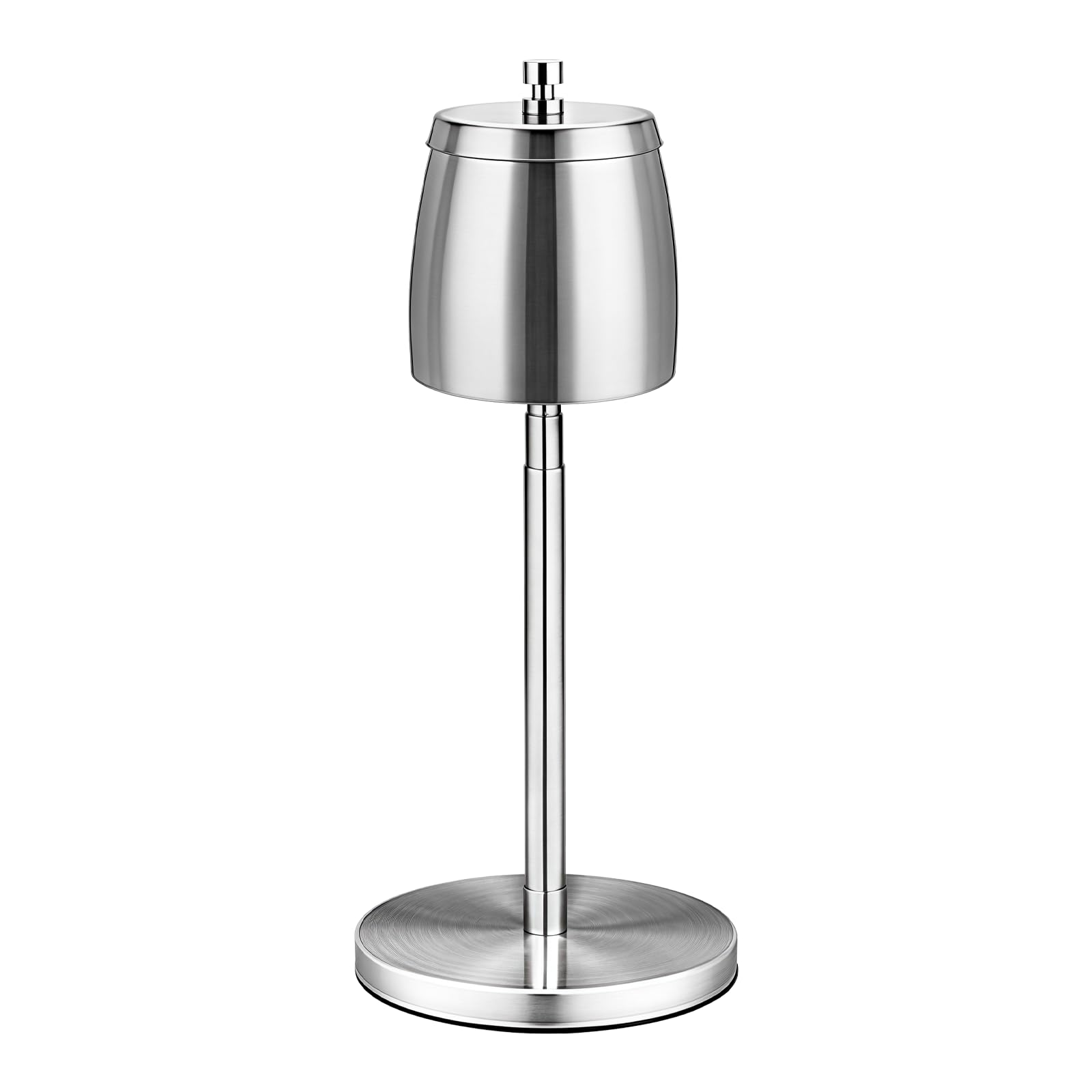 Cendrier sur pied réglable, hauteur extensible 21,8 à 56,2 cm, en acier inoxydable, pour l'extérieur, avec couvercle et fond antidérapant, grand cendrier pour l'extérieur (argent)
