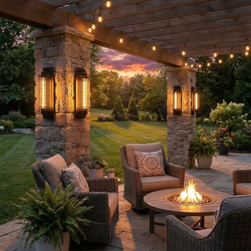 Image of mirrea 18-Inch Industrial Outdoor Wall Light Sconce, Matte Black, Set of 2