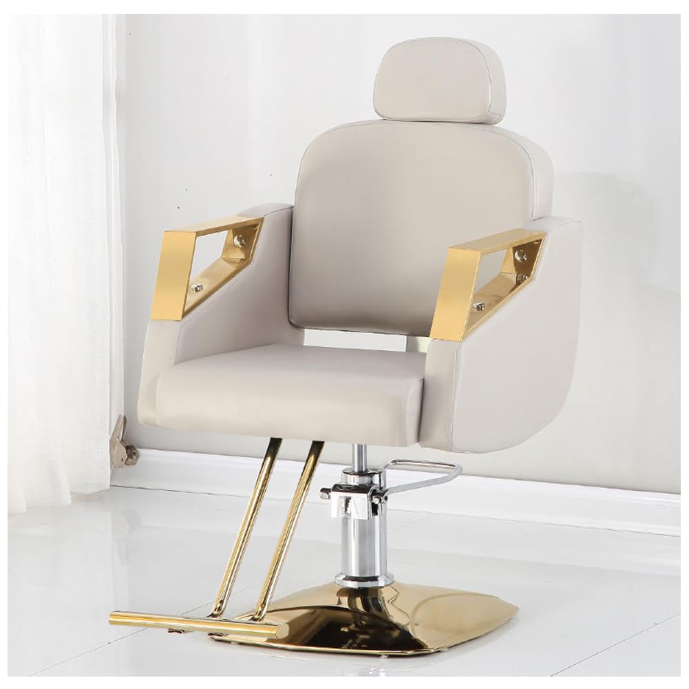 OZBMA Adjustable Barber Chair,Barber Chair Reclining Salon for Salons And Modern Styling Professional Haircuts,White,A