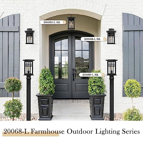Image of zeyu Modern Outdoor Post Light Fixture, 16 Inch Exterior Pole Light, Die-Cast Aluminum in Black Finish, Clear Glass Shade, Outdoor Pillar Light for Porch Garden, 20068P-L BK