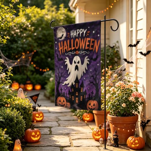 Ghost Pumpkin Bat Halloween Garden Flag 12x18 Inch Haunted House Yard Flag - image 3