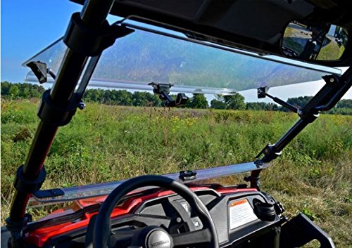 SuperATV Heavy Duty Scratch Resistant Flip Windshield for 2015+ Honda Pioneer 500/520, Made of 1/4" Hard Coated Polycarbonate, Comes Preassembled, Can be Closed, Vented, or Fully Open, USA Made by SuperATV - Used condition - Image 4