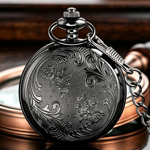 Image of Deer Pocket Watch for Men Pocket Watches with Chain Gift for Father's Day | Vintage Deer Case Pocket Watch Mens Quartz Watches with Chains Christmas Graduation Birthday Gifts Fathers Day