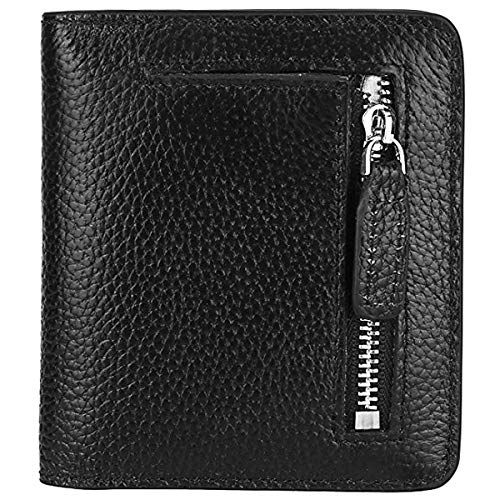 Womens Wallet Genuine Leather RFID Blocking Slim Minimalist Front Pocket Credit Card Holder with ID Window Black2