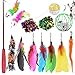 MEJOSER 14pcs Juguetes Plumas de Gatos Interactivos Varita Retráctil Caña Gato Extensible Juguetes Cazadores con Plumas Ratones Bolas Pelotas para Ejercitar Gatos Pequeños Adultos Gatitos