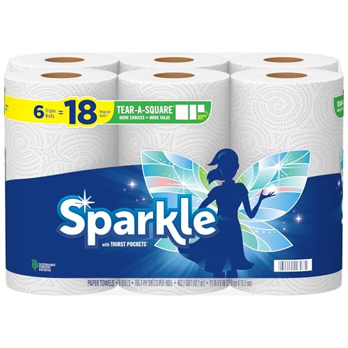 SPARKLE® TEAR-A-SQUARE® PAPER TOWELS, 6 TRIPLE ROLLS