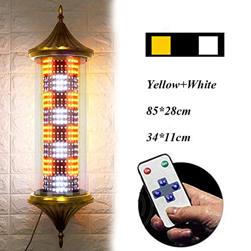 Shufeng Barber Pole avec la Lampe supérieure imperméable à la Rotation Rouge Blanc Bleu Jaune Jaune LED Bandes tournantes Lampe de Mur Signe de Salon de Coiffure, 90 * 25 cm,H
