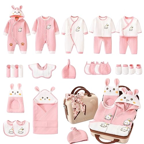 Image of felisun Newborn Clothing & Accessory Set,26 Piece Crib Set,For New Born to 6 Months,Boy Outfits,Baby Girl Gifts Clothes Essentials Must Haves（for Warm Pink,Suitcase Model