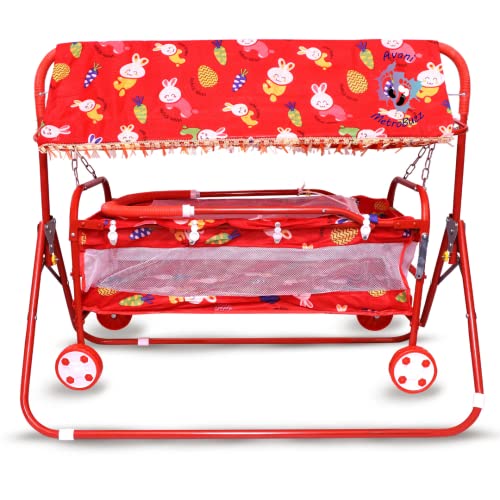 Image of AVANI METROBUZZ Foldable Baby Cradle with Swing, Jhula Palna for New Born Babies | Comfortable Multi-Use Baby Cradle, baggi /palna for Baby