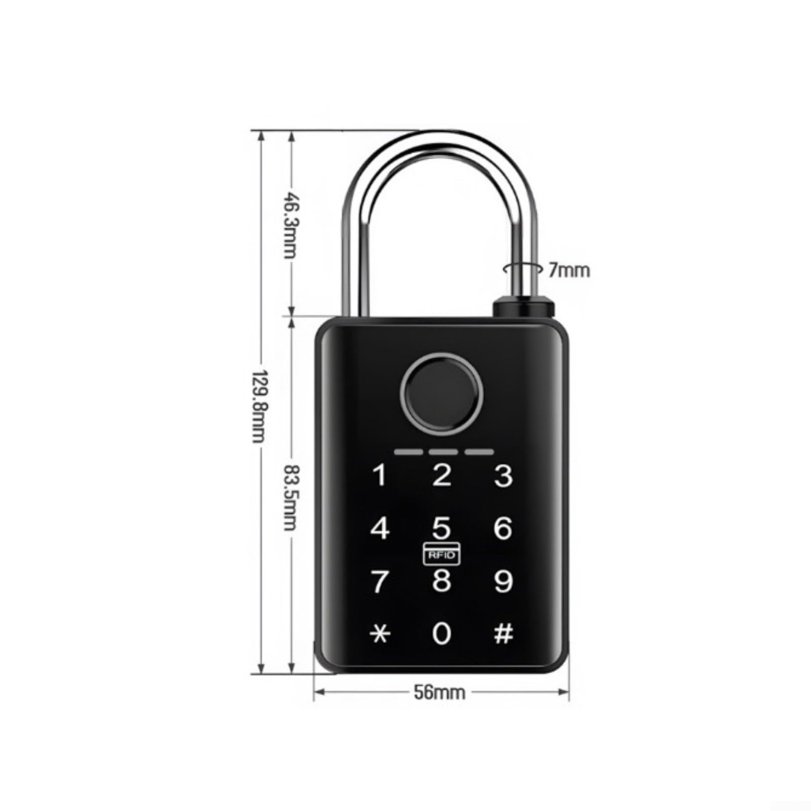 Candado electrónico de huellas dactilares para Tuya, cerradura impermeable IP67 con contraseña de tarjeta de llave remota de aplicación, aleación de zinc USB - salida recargable (7 mm)