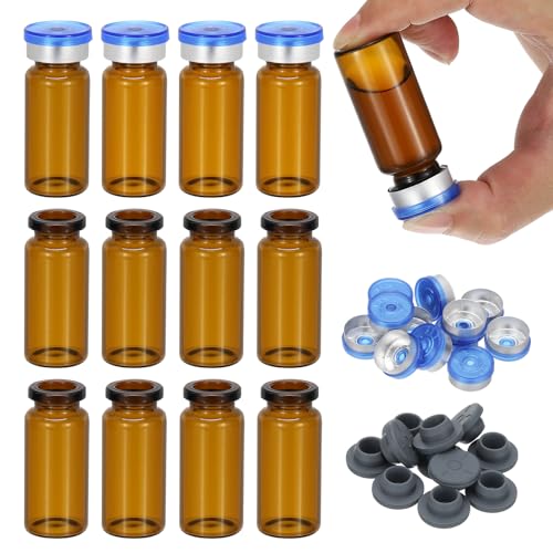 Flacons d'échantillons en verre ambré 10ml bouchon caoutchouc pour stockage liquides solides