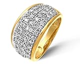 Naava - Anillo para Mujer de Oro Amarillo 9K con 51 Diamantes 0.02 ct Talla 15.5