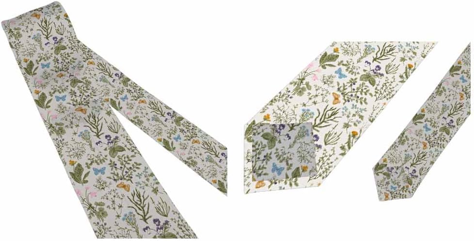 Yekiua Floral Men's Necktie Vintage Herbs Wild Flowers Botanical Holiday Festival Funny Ties For Men Formal Occasion Wedding Neck Tie Pale Green Yellow Blue