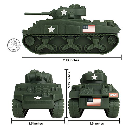 Bmc Ww2 Sherman M4 Tank - Dark Green 1:32 Military Vehicle For Plastic Army Men #TOP1