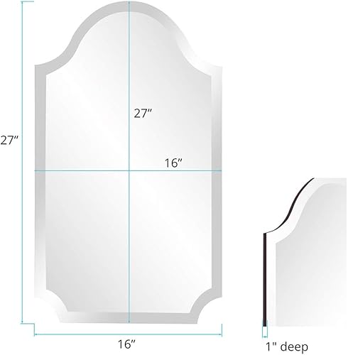 Miniatura 6 de Howard Elliot - Espejo de pared biselado arqueado, espejo rectangular con acabado de vidrio espejo, perfecto para dormitorio, baño o cualquier