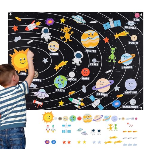 Image of SNOWIE SOFT Solar System Busy Board for Toddlers 1-3, Early Learning Interactive Montessori Busy Board, Sensory Toys for Kids to Develops Hand-Eye Coordination & Cognitive Skills, 115 * 83cm