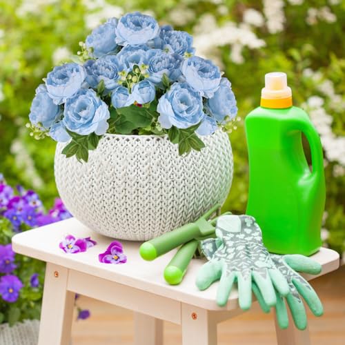 astylishome Artificial Flowers for Decoration Roses Fake Blooms with Rose for Wedding Bridal Bouquet Decorative Flower Arrangement Home Party Centerpieces Blue 0205 - Image 4